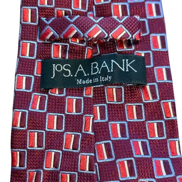 Jos A Bank Joseph Mens Silk Dark Red Textured Neck Tie 3.5" x 62" XL Extra Long - Picture 10 of 10
